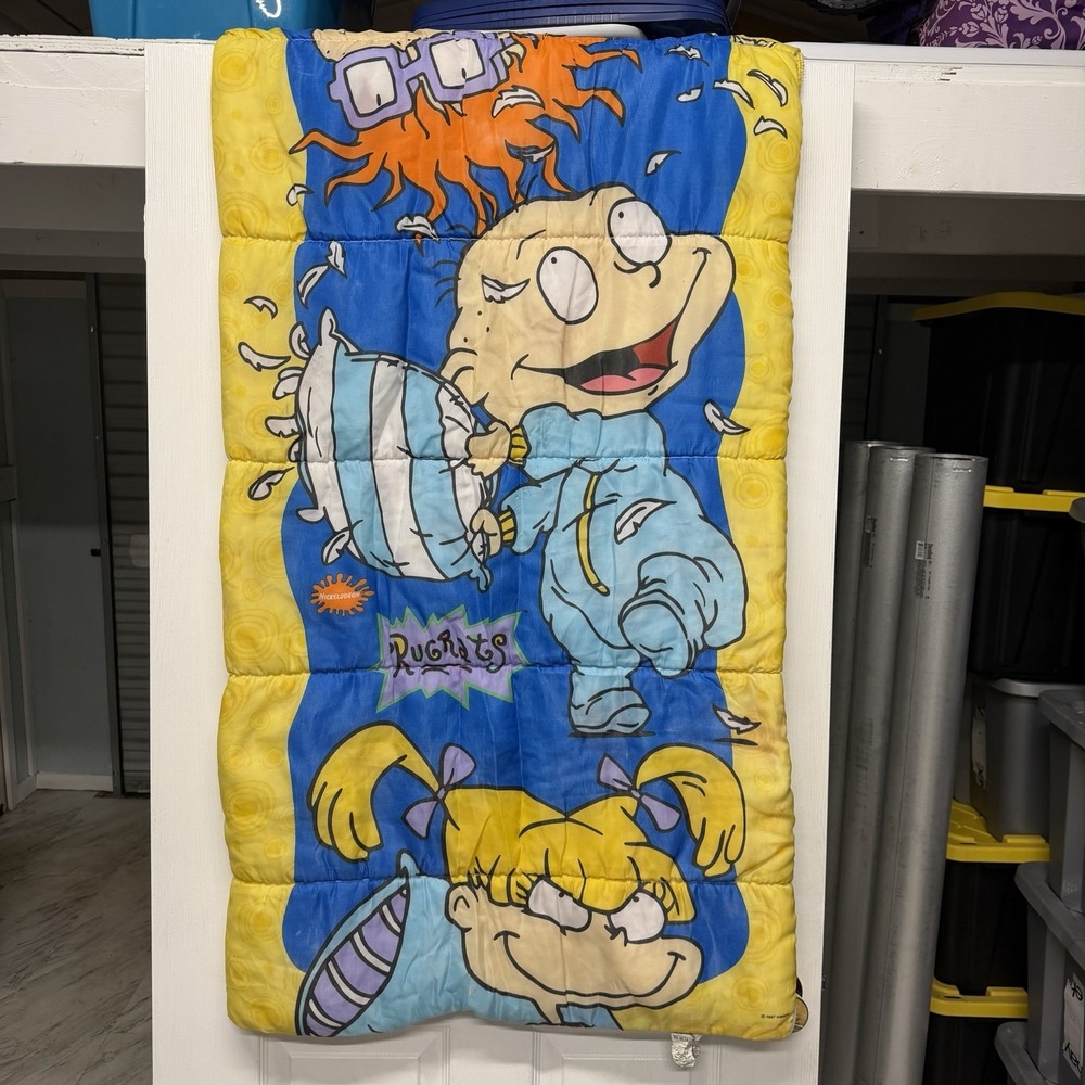 Nickelodeon Rugrats 1997 Kids Sleeping Bag Fleece Lined Tommy Chuckie 52x26”